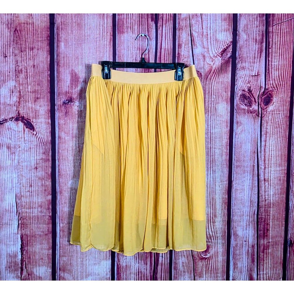 A New Day Yellow Pleated Sheer Skirt L